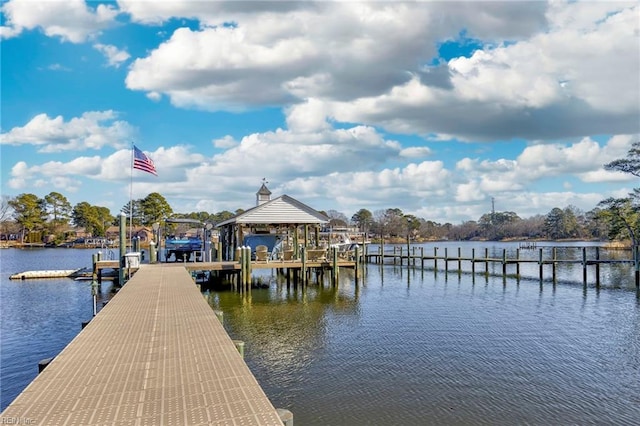 view of dock featuring a water view