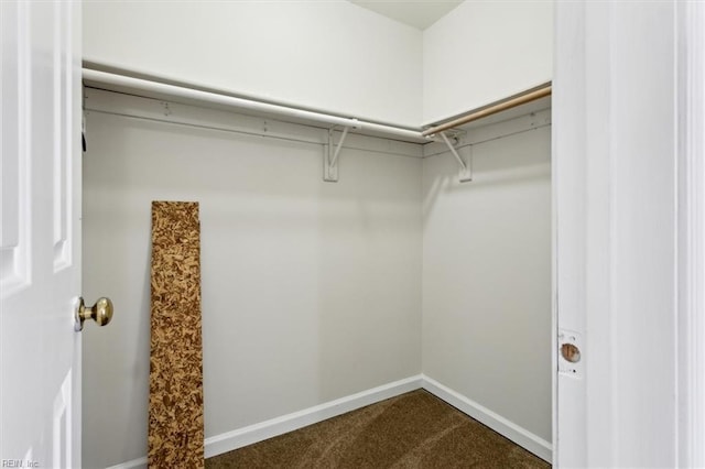 spacious closet with dark carpet