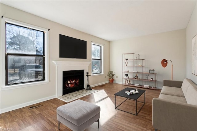 living room featuring light hardwood / wood-style floors