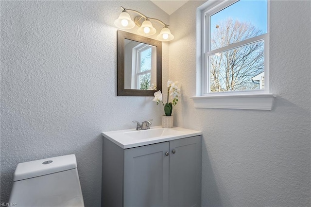 bathroom with vanity and toilet