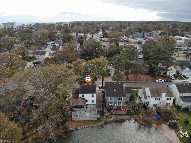 bird's eye view featuring a water view