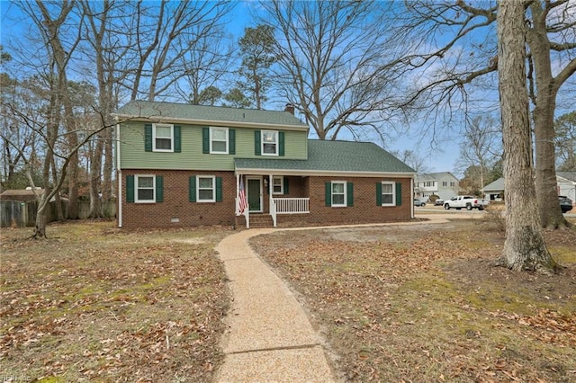 view of front of property featuring covered porch