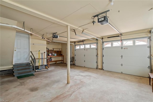 garage with a garage door opener