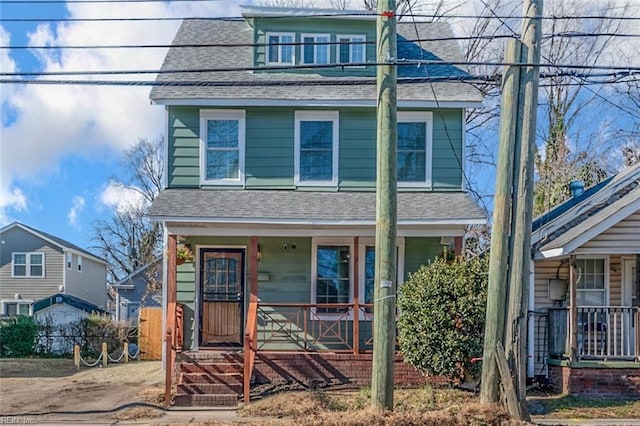 view of front of home featuring covered porch