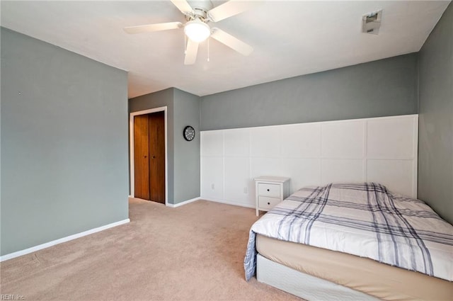 bedroom featuring carpet flooring and ceiling fan