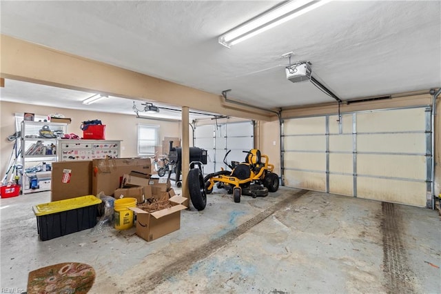 garage with a garage door opener