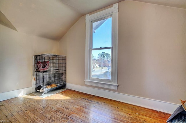 additional living space featuring lofted ceiling and light wood-type flooring