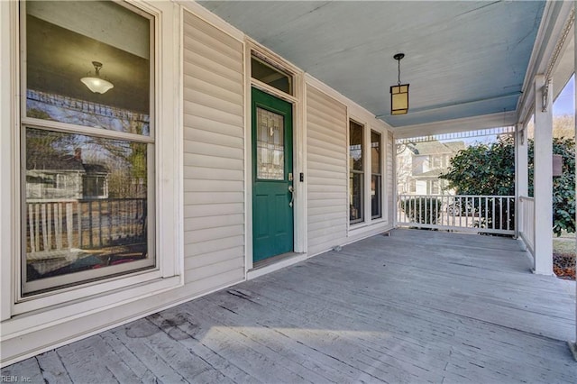 wooden deck with covered porch