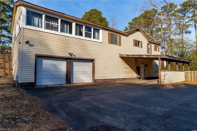 exterior space with a garage