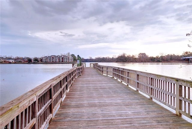 dock area featuring a water view