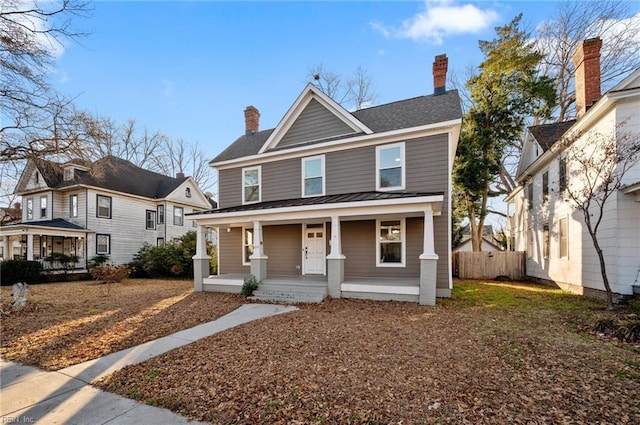 view of front of home featuring covered porch