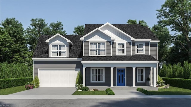 view of front of home with a garage and covered porch