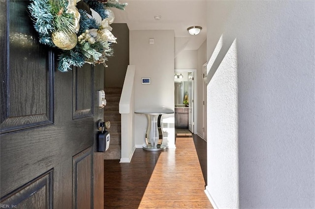 foyer with hardwood / wood-style floors