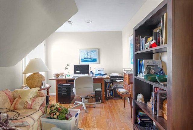 office area featuring light wood-type flooring