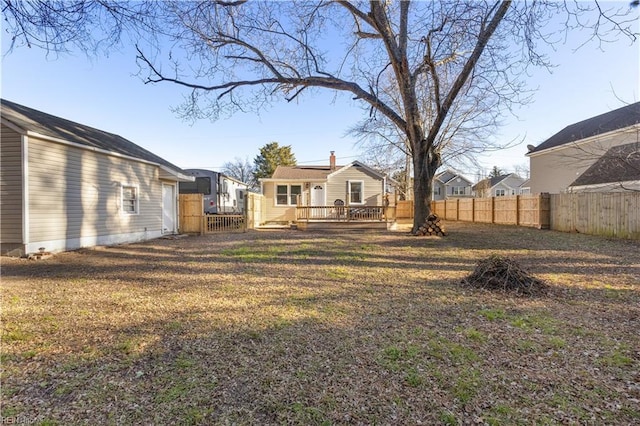 view of yard featuring a deck