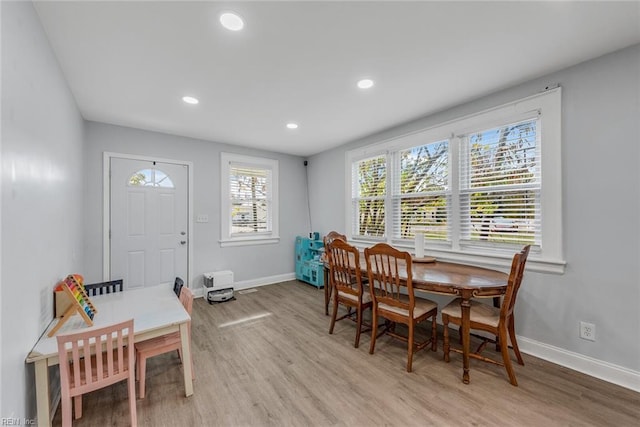 dining area featuring light hardwood / wood-style floors