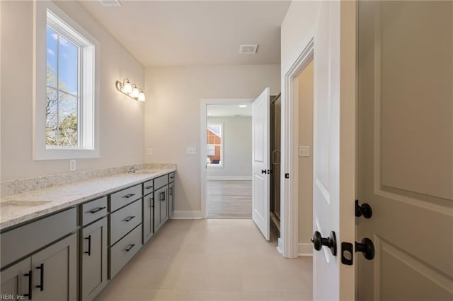 bathroom with vanity and a healthy amount of sunlight