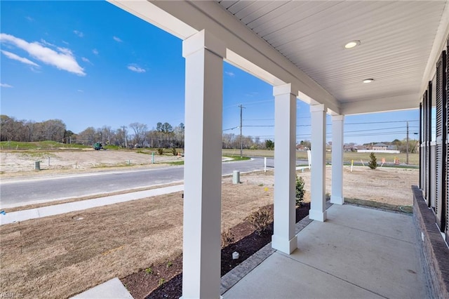 view of patio featuring a porch