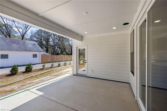 view of patio / terrace with an outbuilding