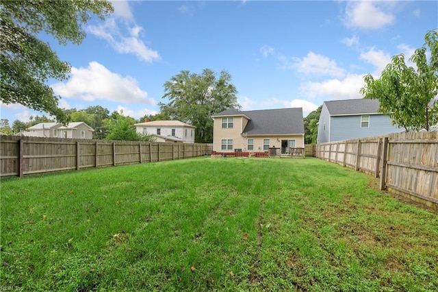 view of yard with a deck