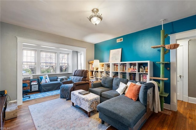 living room featuring hardwood / wood-style flooring