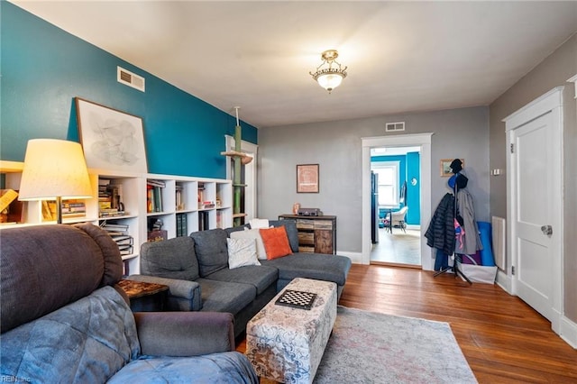 living room with hardwood / wood-style floors