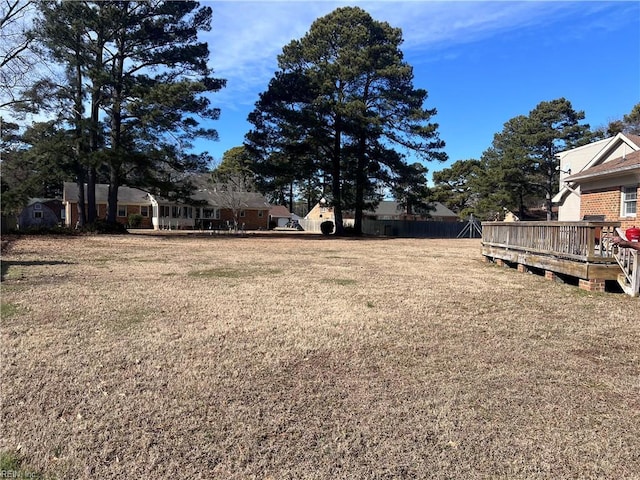 view of yard with a deck