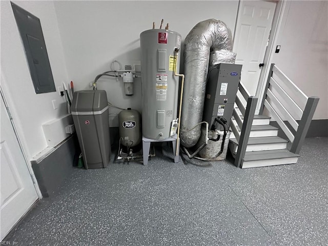 utilities with electric panel and electric water heater