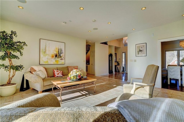 view of tiled living room