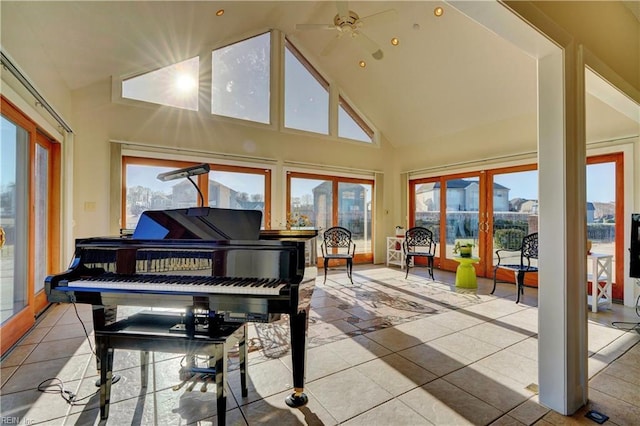 sunroom / solarium featuring vaulted ceiling