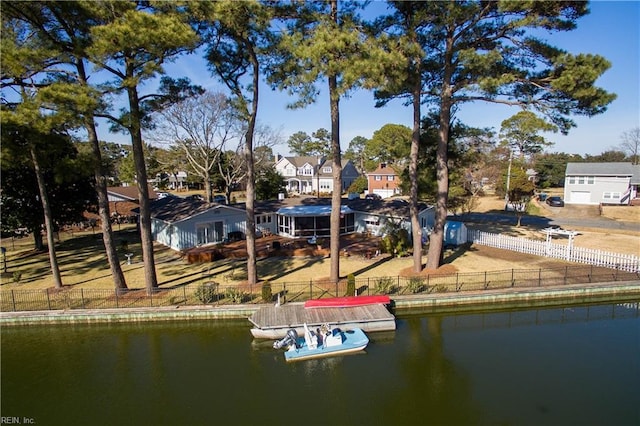 view of dock featuring a water view