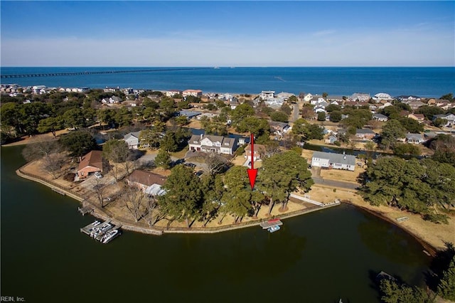 bird's eye view featuring a water view