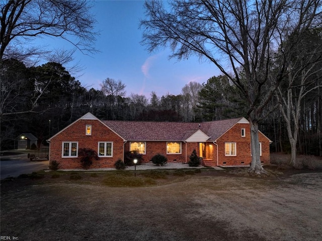 view of single story home