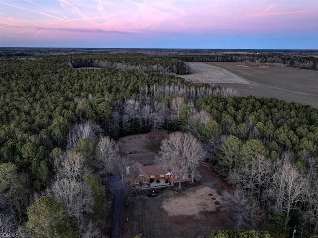 view of aerial view at dusk