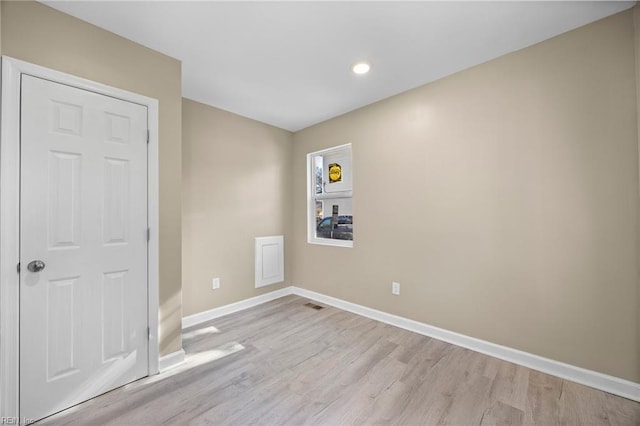 interior space with light hardwood / wood-style flooring