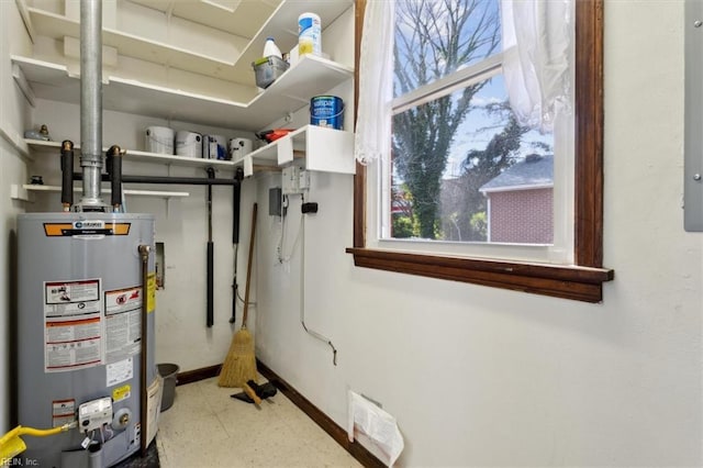 utility room with water heater