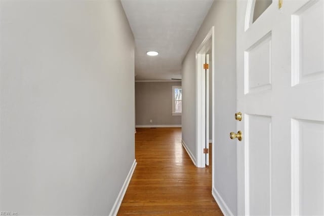 hallway featuring wood-type flooring