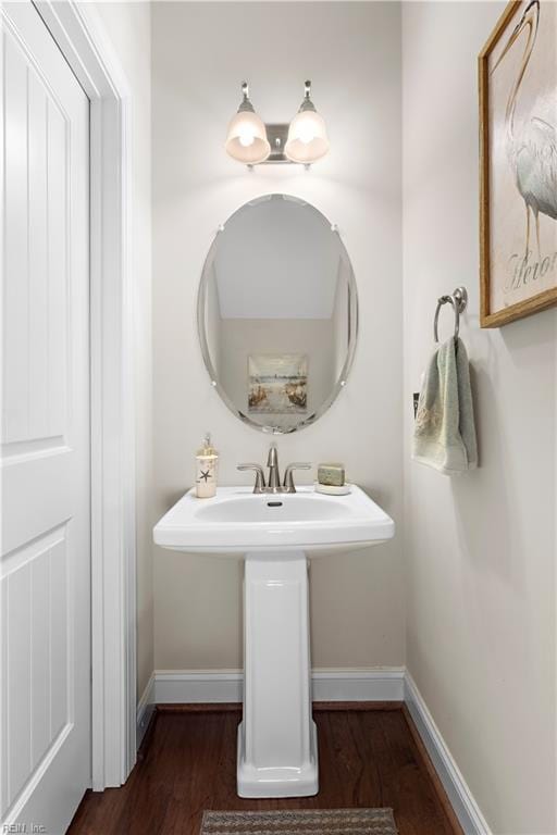 bathroom featuring hardwood / wood-style flooring