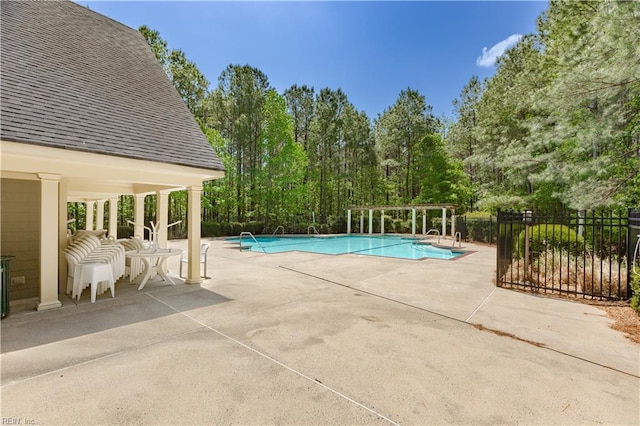 view of pool featuring a patio