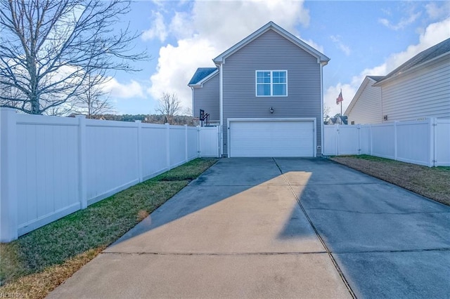 exterior space featuring a garage