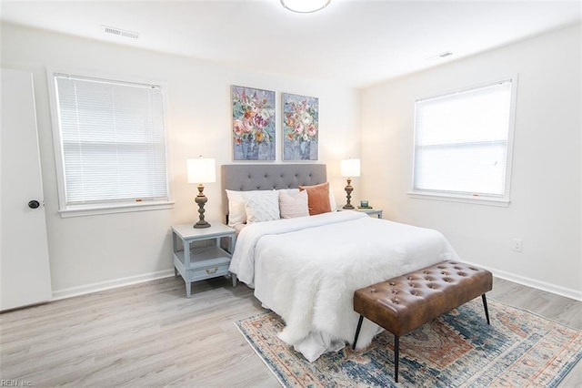 bedroom with light hardwood / wood-style floors