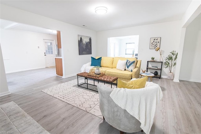 living room featuring light wood-type flooring