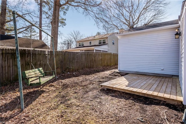 view of yard featuring a wooden deck