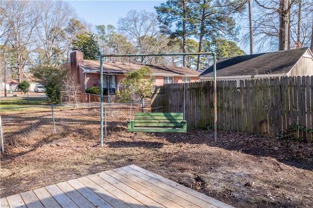 view of yard with a deck