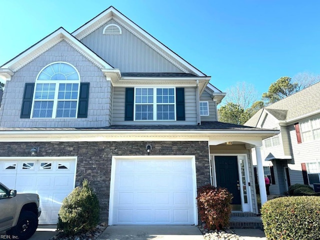 view of front property with a garage