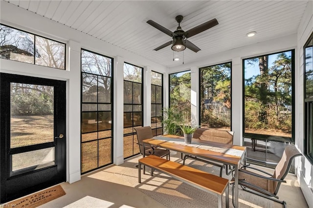 sunroom / solarium with wooden ceiling