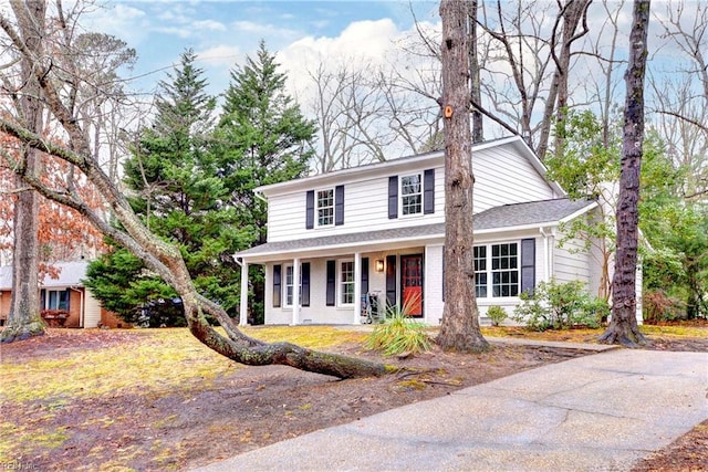 view of property with a porch