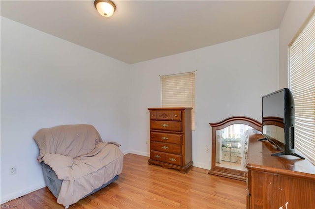 living area with light hardwood / wood-style floors