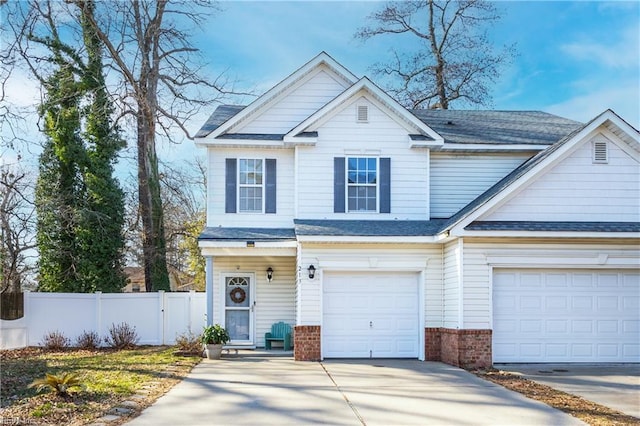 view of front of house with a garage