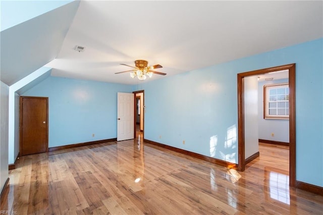 interior space featuring ceiling fan and light hardwood / wood-style floors